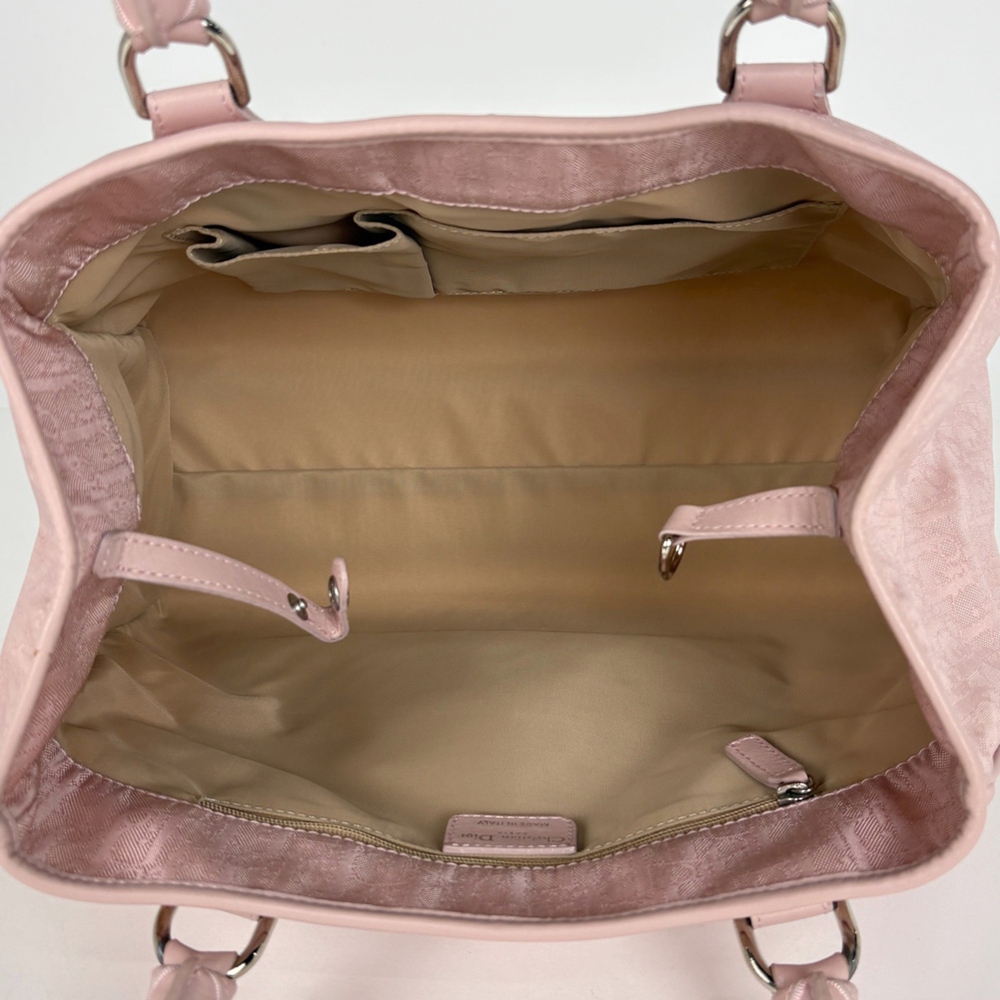 Christian Dior Trotter Pattern Lovely Tote Bag Handbag Nylon Pink Women's - Picture 9 of 10